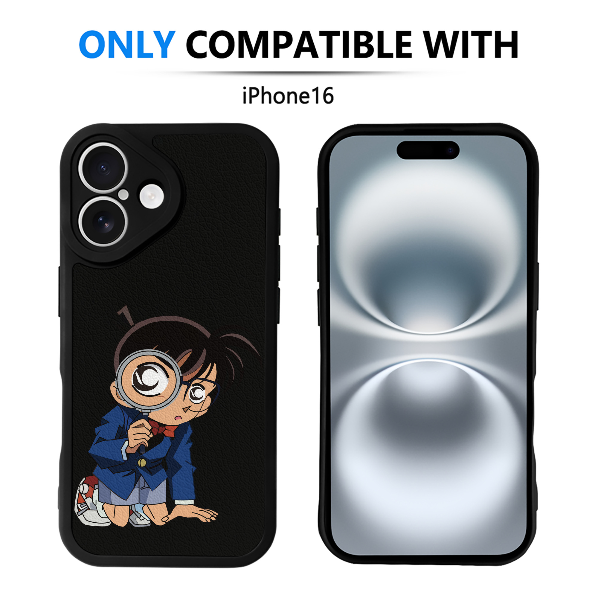 （画像用） 名探偵コナン 江戸川 コナン Detective Conan Conan Edogawa 【iPhone 16シリーズ対応】シリコンスマホケース（レザー調） 材質：シリコン